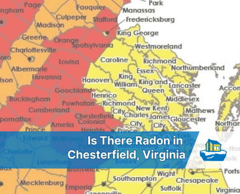 Virginia radon map with "is there radon in chesterfield" laid over the map